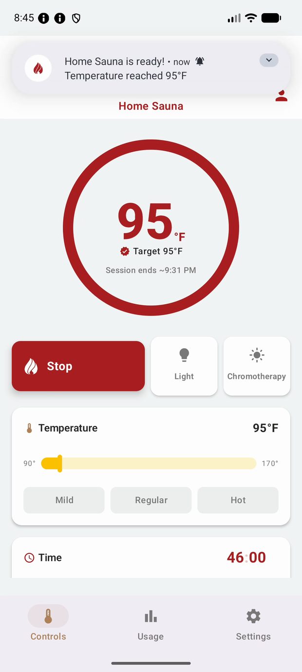 At temperature, with a notification