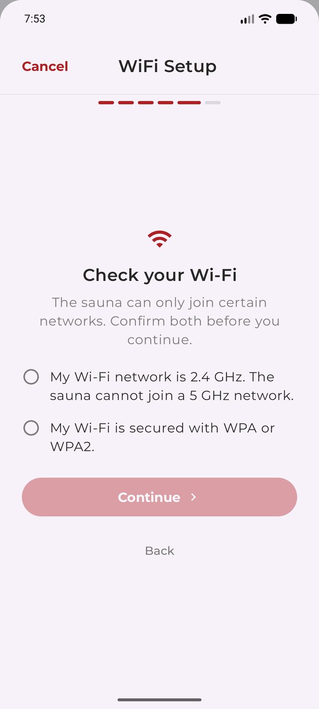 Confirm 2.4 GHz and WPA