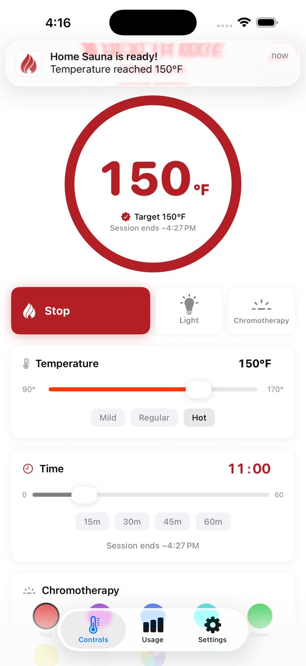 At temperature, with a notification