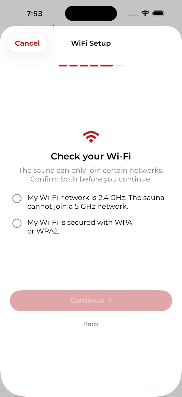 Confirm 2.4 GHz and WPA